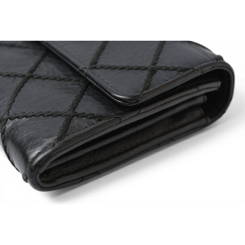 CHANEL　ワイルドステッチ　コンパクト　ブラック　二つ折り財布　財布 CHANEL（シャネル） 財布 二つ折り 長財布 ワイルドステッチ ブラック