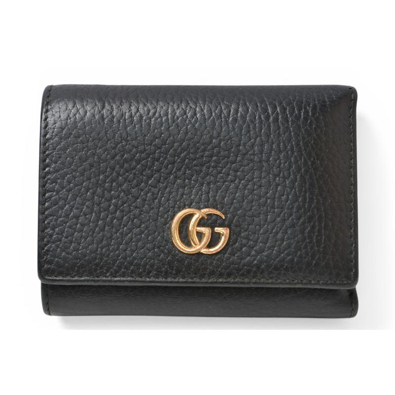 グッチ ミニ財布/三つ折り GUCCI 折財布 474746 PETITE MARMONT/プチマーモント ブラック【中古】 GUCCI（グッチ） ミニ財布/三つ折り 折財布 474746 PETITE MARMONT