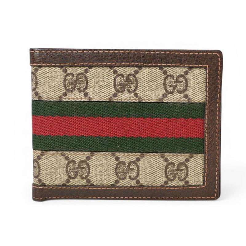 グッチ 二つ折り財布 シェリーライン オールドグッチ GUCCI Accessory Collection GGプラス ベージュ ブラウン ウェビングライン ヴィンテージ 希少 レア【中古】 GUCCI（グッチ） 二つ折り財布 シェリーライン オールドグッチ GUCCI