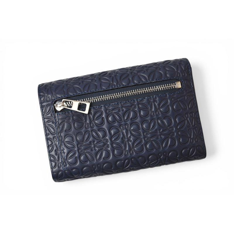 ロエベ リピートアナグラム L字財布 レザー ブラック 美品 LOEWE（ロエベ） 長財布 ジップウォレット リピートアナグラム