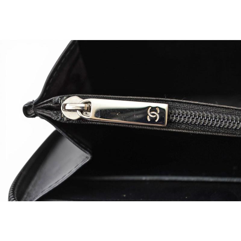 シャネル 財布 CHANEL カンボンライン ラウンドファスナー式/長財布 ブラック/ブラック A50078の画像