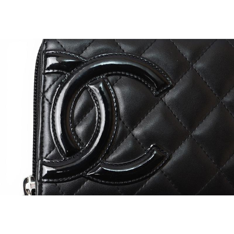 シャネル 財布 CHANEL カンボンライン ラウンドファスナー式/長財布 ブラック/ブラック A50078【中古】 CHANEL（シャネル） 財布 カンボンライン ラウンドファスナー式/長財布