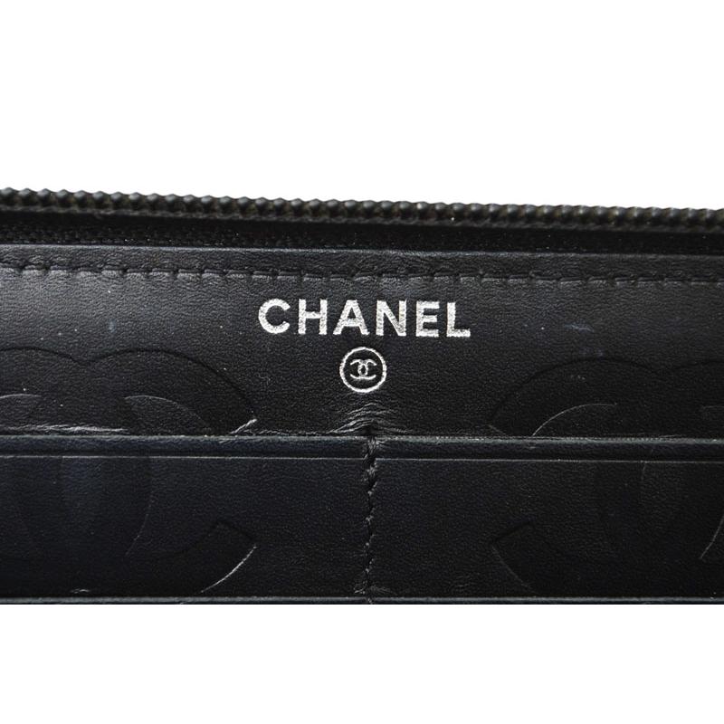 シャネル 財布 CHANEL カンボンライン ラウンドファスナー式/長財布 ブラック/ブラック A50078の画像