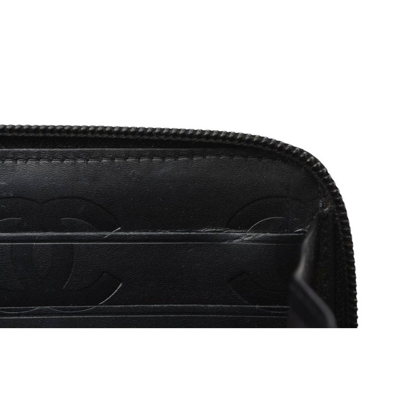 シャネル 財布 CHANEL カンボンライン ラウンドファスナー式/長財布 ブラック/ブラック A50078の画像