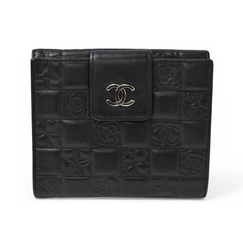お値引‼︎正規品】CHANEL アイコン ブラック ラムスキンレザー 二つ折り財布 CHANEL（シャネル） 財布/二つ折り 折財布 ラムスキン アイコン