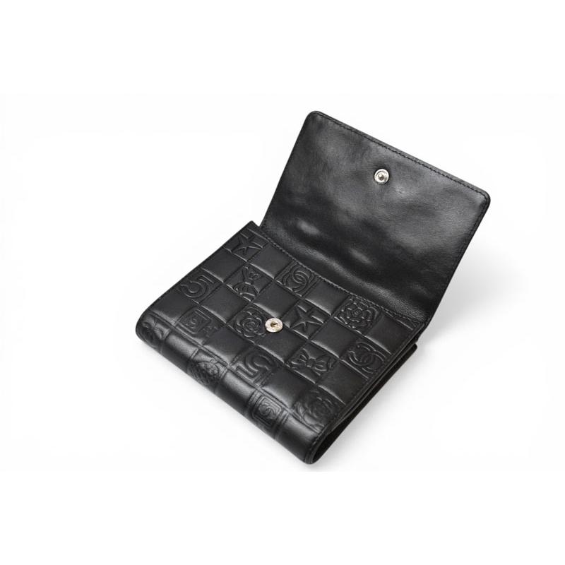 お値引‼︎正規品】CHANEL アイコン ブラック ラムスキンレザー 二つ折り財布 CHANEL（シャネル） 財布/二つ折り 折財布 ラムスキン アイコン