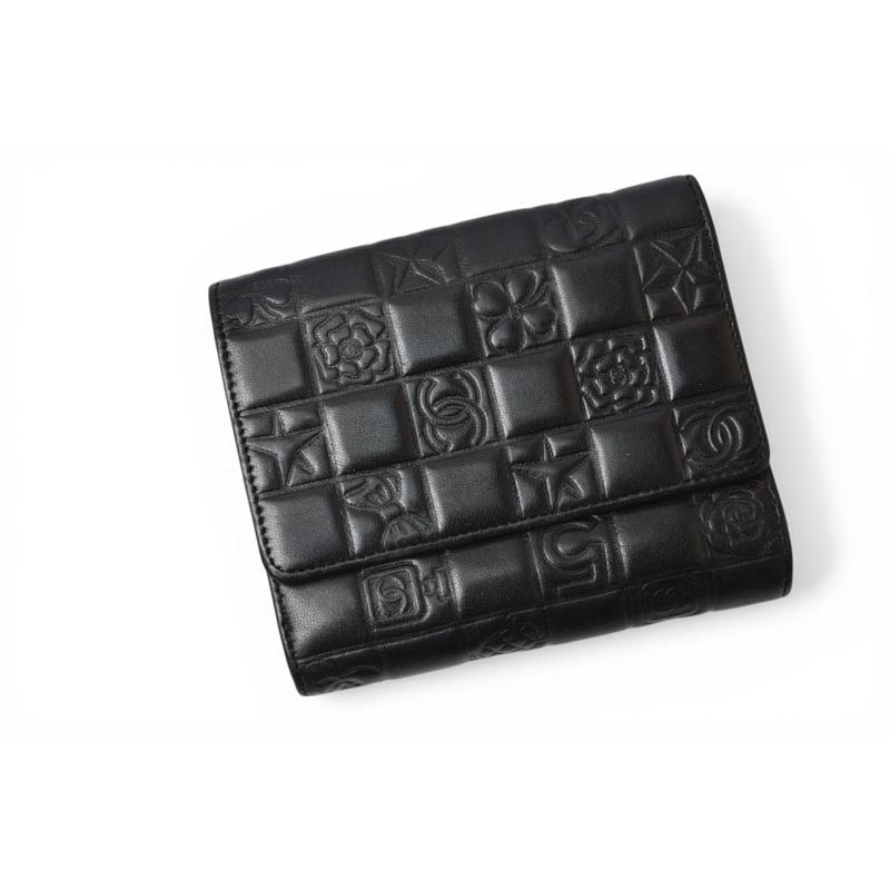 お値引‼︎正規品】CHANEL アイコン ブラック ラムスキンレザー 二つ折り財布 CHANEL（シャネル） 財布/二つ折り 折財布 ラムスキン アイコン