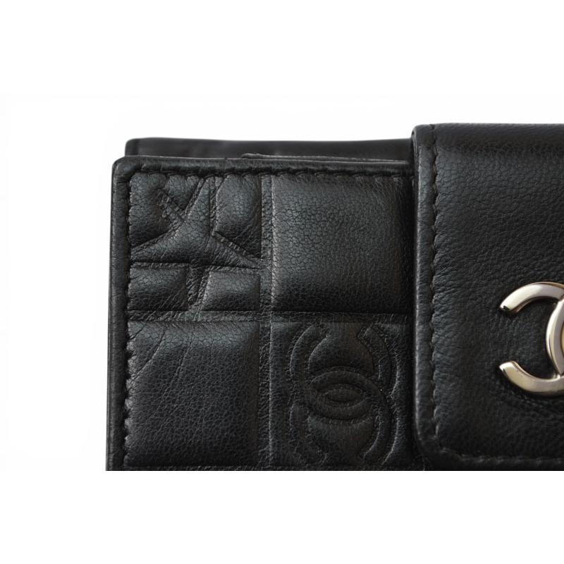 CHANEL アイコン ブラック ラムスキンレザー 二つ折り財布 CHANEL（シャネル） 財布/二つ折り 折財布 ラムスキン アイコン
