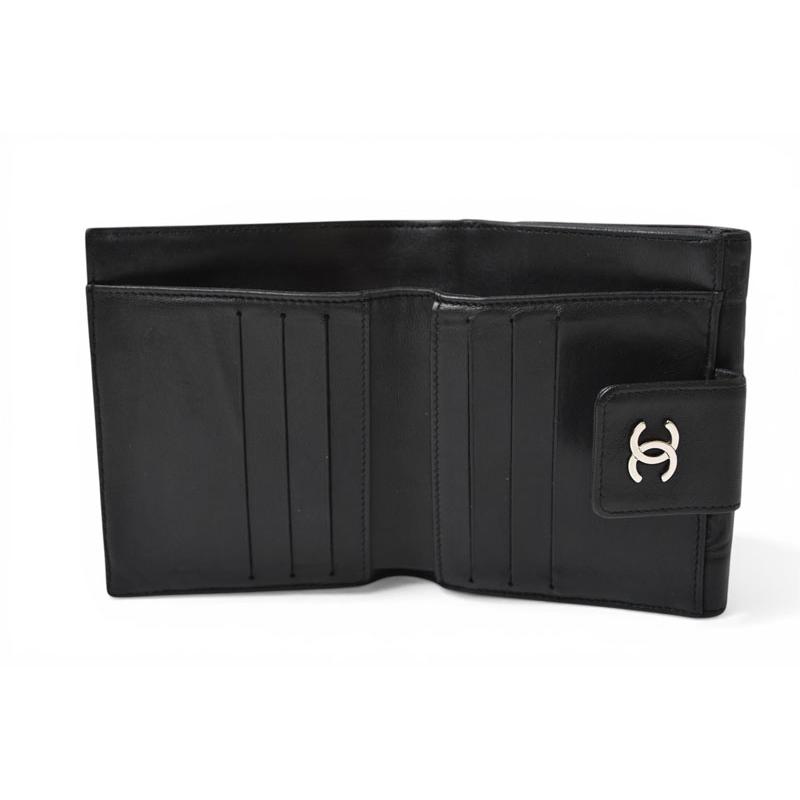お値引‼︎正規品】CHANEL アイコン ブラック ラムスキンレザー 二つ折り財布 CHANEL（シャネル） 財布/二つ折り 折財布 ラムスキン アイコン