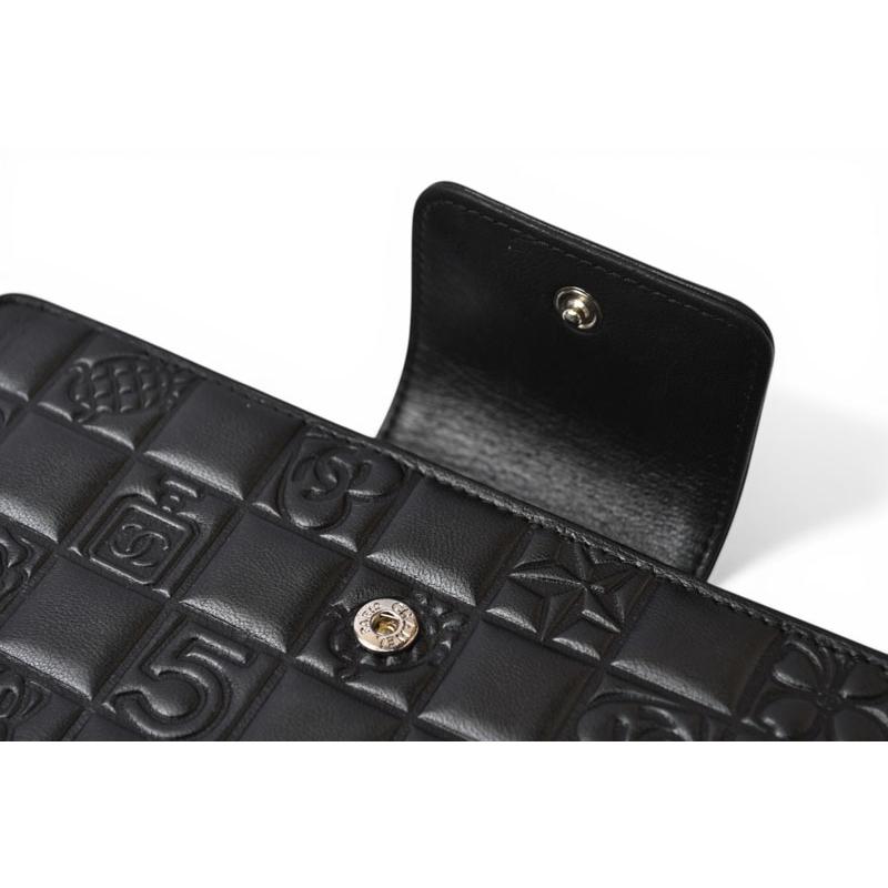 CHANEL（シャネル） 財布 がま口長財布 ラムスキン アイコン ブラック