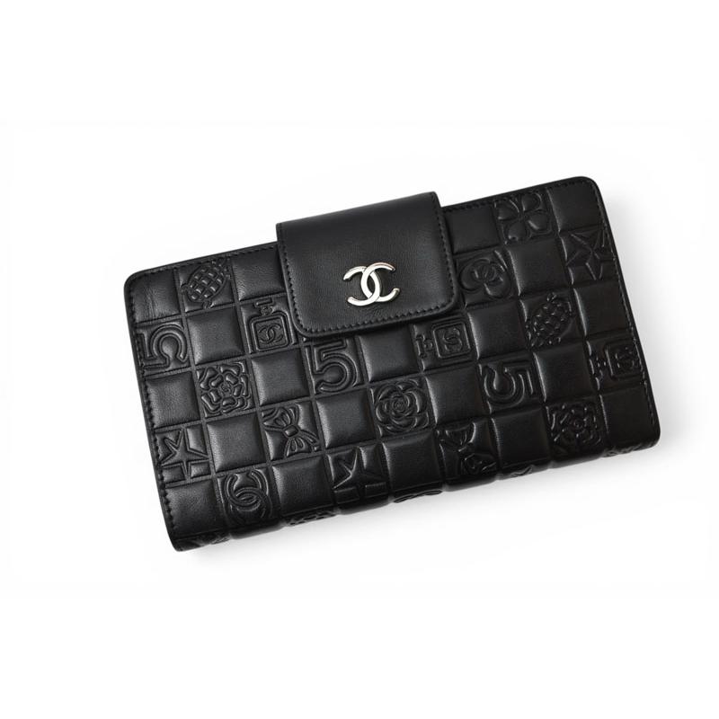 CHANEL（シャネル） 財布 がま口長財布 ラムスキン アイコン ブラック