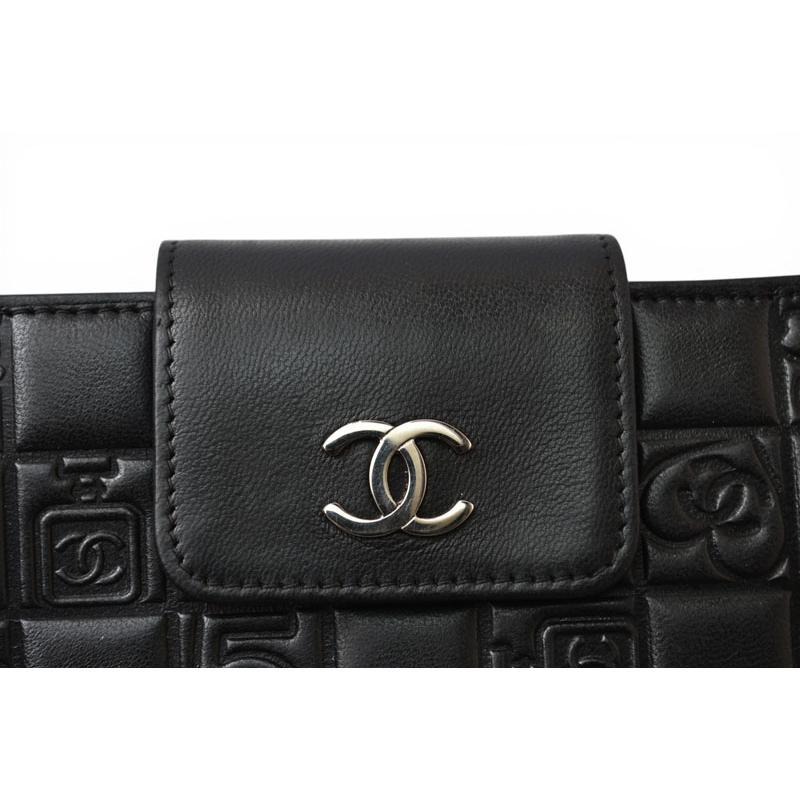 CHANEL（シャネル） 財布 がま口長財布 ラムスキン アイコン ブラック