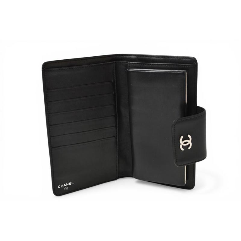 CHANEL（シャネル） 財布 がま口長財布 ラムスキン アイコン ブラック