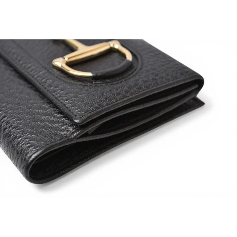 グッチ 財布 三つ折り ホースビット ブラック レザー 138029 コンパクトウォレット GUCCI レディース メンズ【中古】 GUCCI（グッチ） ミニ財布/三つ折り 折財布 138029 ホースビット