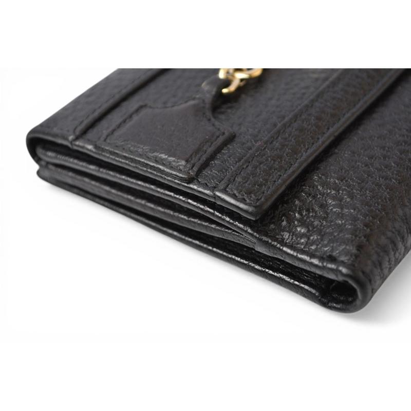 グッチ 財布 三つ折り ホースビット ブラック レザー 138029 コンパクトウォレット GUCCI レディース メンズ【中古】 GUCCI（グッチ） ミニ財布/三つ折り 折財布 138029 ホースビット