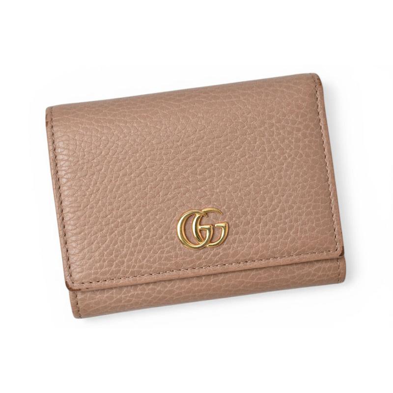 グッチ ミニ財布/三つ折り GUCCI 折財布 474746 PETITE MARMONT/プチマーモント ピンクベージュ【中古】 GUCCI（グッチ） ミニ財布/三つ折り 折財布 474746 PETITE MARMONT