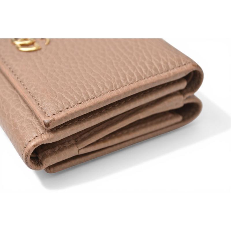 グッチ ミニ財布/三つ折り GUCCI 折財布 474746 PETITE MARMONT/プチマーモント ピンクベージュ【中古】 GUCCI（グッチ） ミニ財布/三つ折り 折財布 474746 PETITE MARMONT