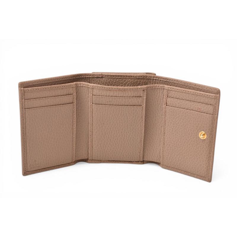 グッチ ミニ財布/三つ折り GUCCI 折財布 474746 PETITE MARMONT/プチマーモント ピンクベージュ【中古】 GUCCI（グッチ） ミニ財布/三つ折り 折財布 474746 PETITE MARMONT