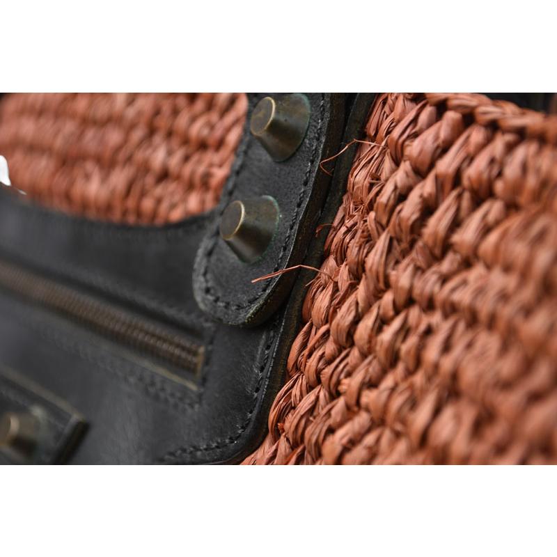バレンシアガ 2WAY トートバッグ 259561 ストロー レザー かごバッグ ショルダー ブラウン レディース BALENCIAGA【中古】 BALENCIAGA（バレンシアガ） 2WAY トートバッグ 259561 ストロー