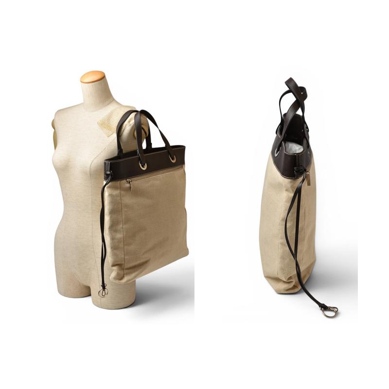 ロエベ トートバッグ ヴィンテージ A4収納可 LOEWE バッグ ベージュ/ブラウン メンズ/レディースの画像
