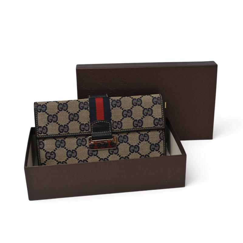 【未使用品】GUCCI GGキャンバス 長財布 【箱付き】 GUCCI（グッチ） 財布 長財布 GGキャンバス GGネイビー/ベージュ