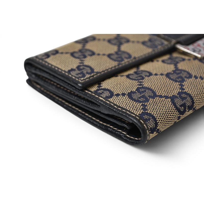 GUCCI グッチ 長財布 シェリーライン GG キャンバス レザー ネイビー GUCCI（グッチ） 財布 長財布 GGキャンバス GGネイビー/ベージュ