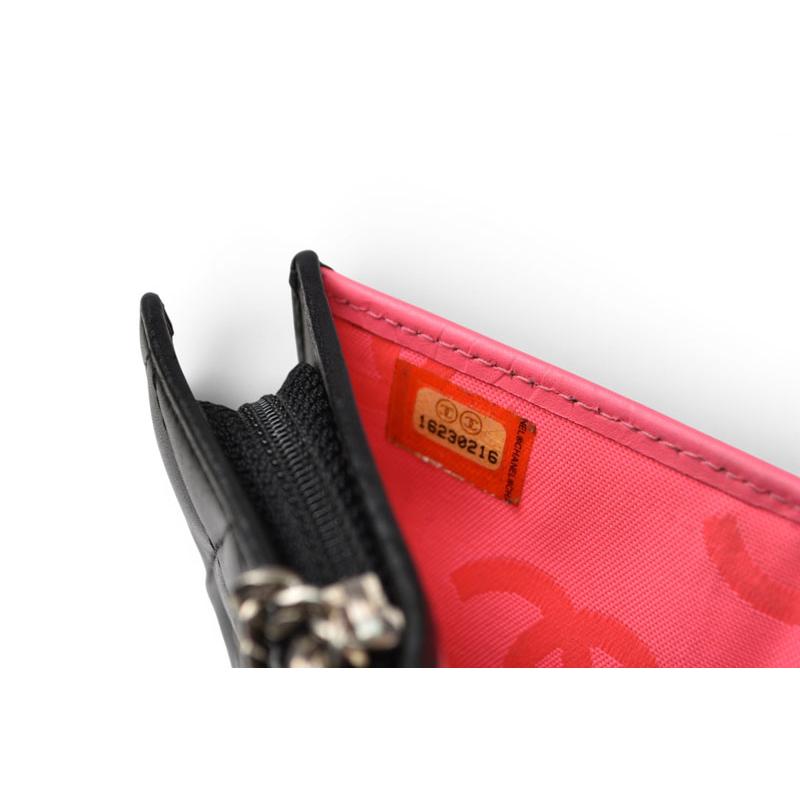 シャネル 財布/二つ折 CHANEL 折財布 カンボン ファスナー付 A50080 ブラック/ブラックの画像