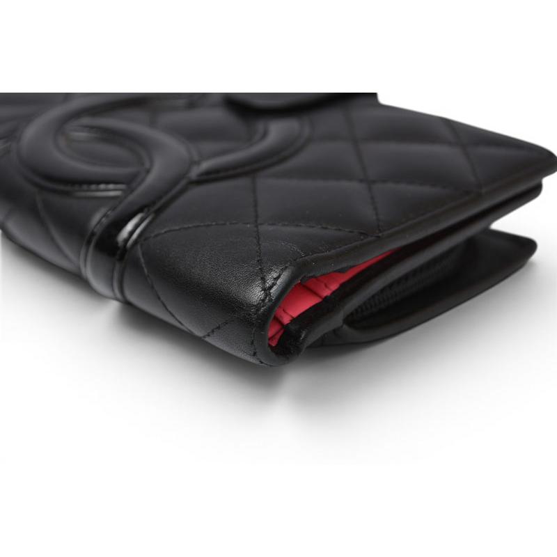 シャネル 財布/二つ折 CHANEL 折財布 カンボン ファスナー付 A50080 ブラック/ブラックの画像