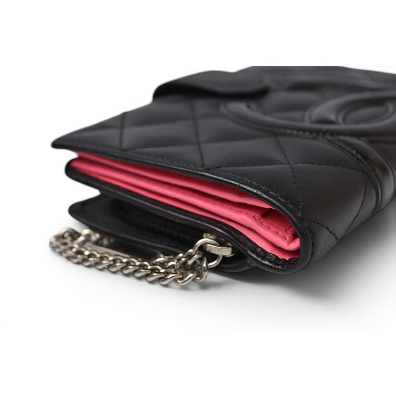 シャネル 財布/二つ折 CHANEL 折財布 カンボン ファスナー付 A50080 ブラック/ブラックの画像