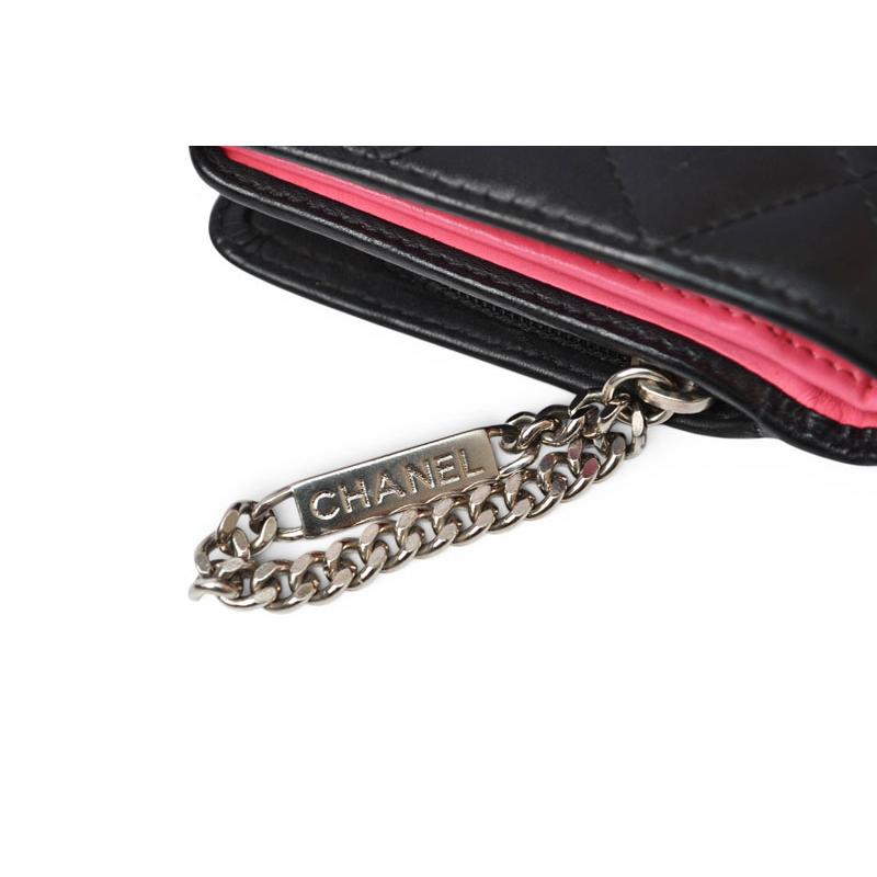 シャネル 財布/二つ折 CHANEL 折財布 カンボン ファスナー付 A50080 ブラック/ブラックの画像