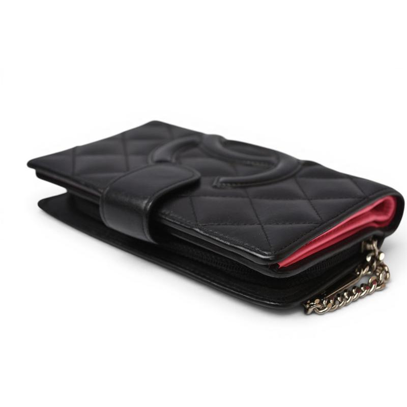 シャネル 財布/二つ折 CHANEL 折財布 カンボン ファスナー付 A50080 ブラック/ブラックの画像