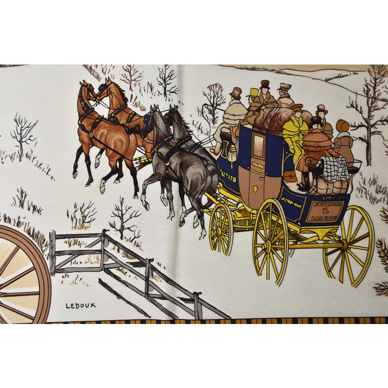 HERMES（エルメス） カレ90 スカーフ 冬の郵便馬車/L'Hiver en Poste