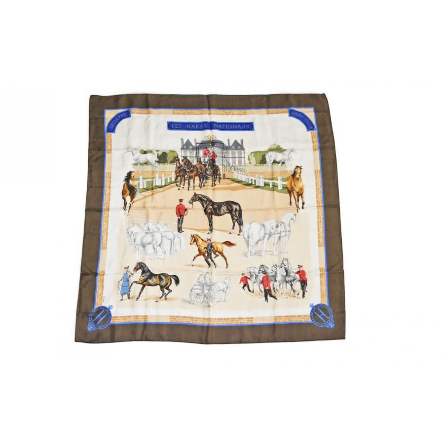 【HERMES】カレ90LES HARAS NATIONAUX HERMES（エルメス） カレ90 スカーフ Les Haras Nationaux /国立種馬