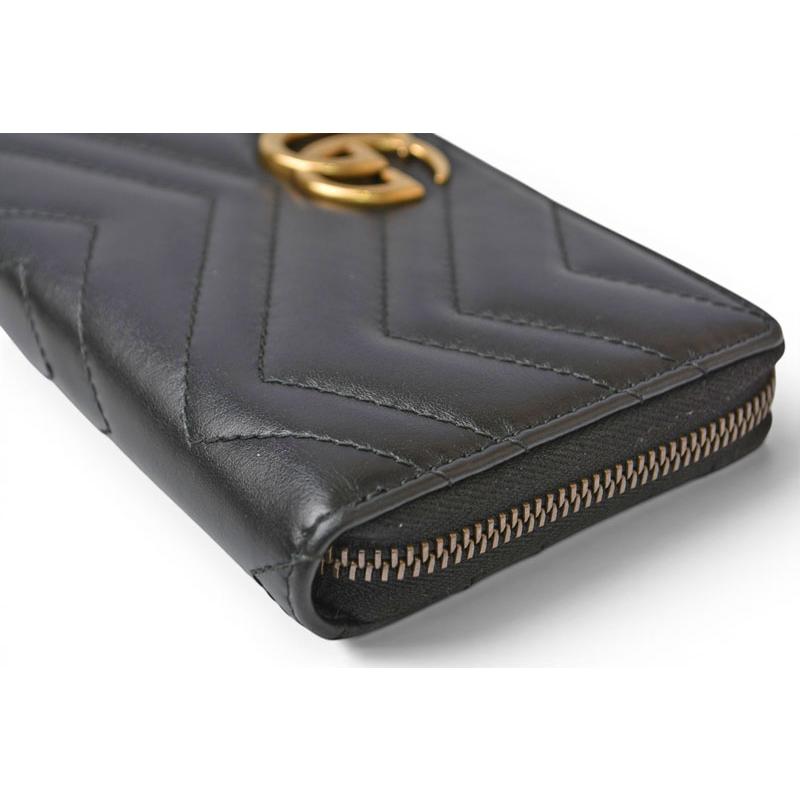 GUCCI グッチ 長財布 ラウンドファスナー レザー GG 黒 GUCCI（グッチ） 財布 長財布/GGマーモント ラウンドファスナー 443123