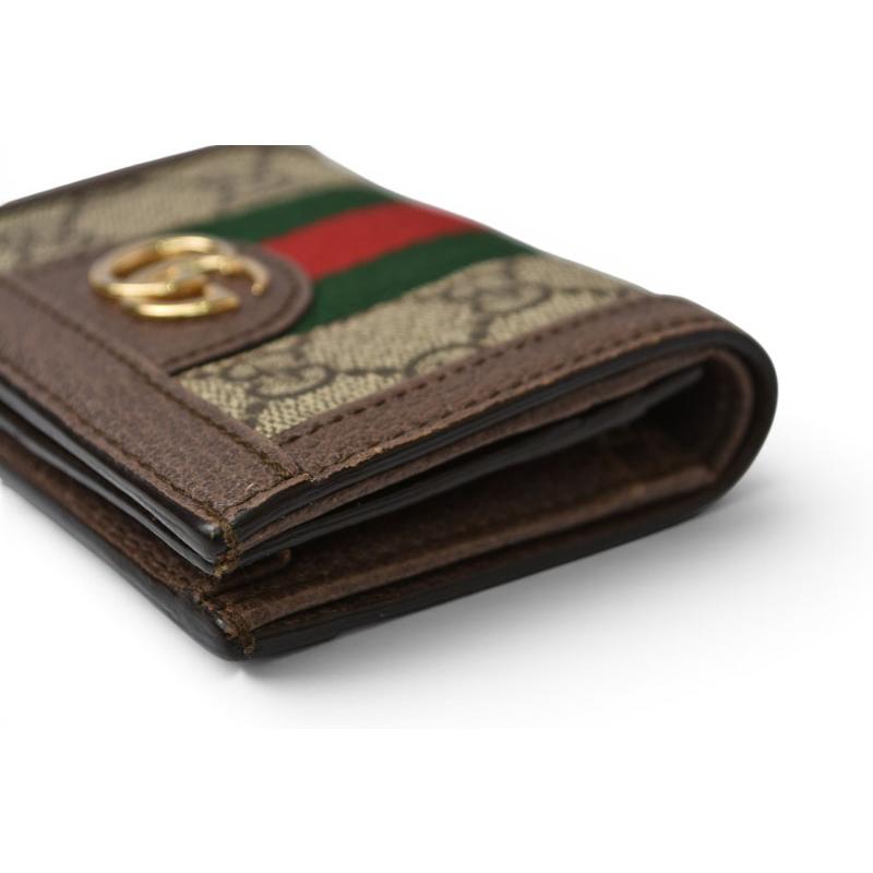 GUCCI（グッチ） ミニ財布/二つ折り 折財布 GGブラウン/ベージュ523155