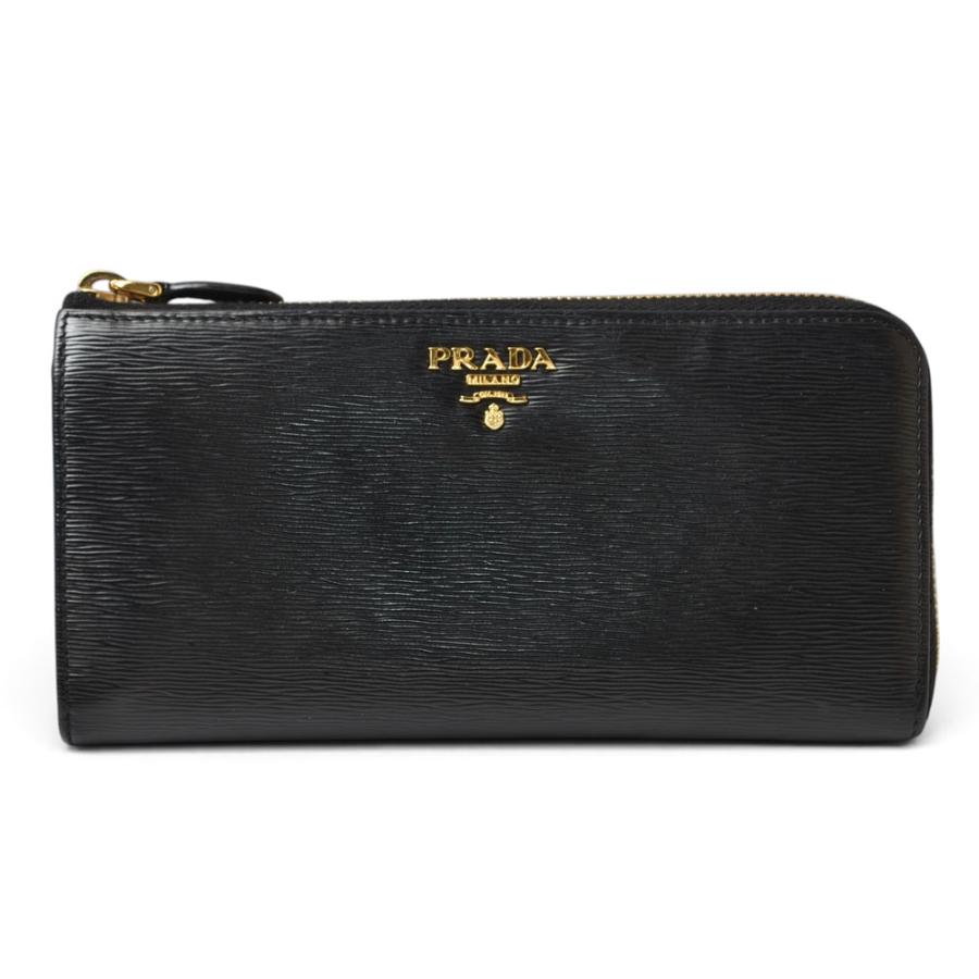 美品 プラダ 1ML183 長財布 L字ファスナー レザー ブラック レディース PRADA（プラダ） 長財布 PRADA L字ファスナー 1ML183 VITELLO MOVE