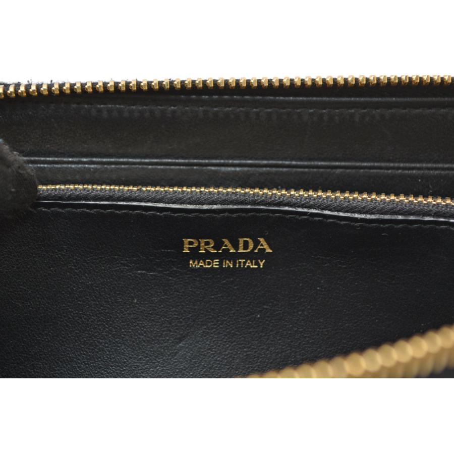 美品 プラダ 1ML183 長財布 L字ファスナー レザー ブラック レディース PRADA（プラダ） 長財布 PRADA L字ファスナー 1ML183 VITELLO MOVE