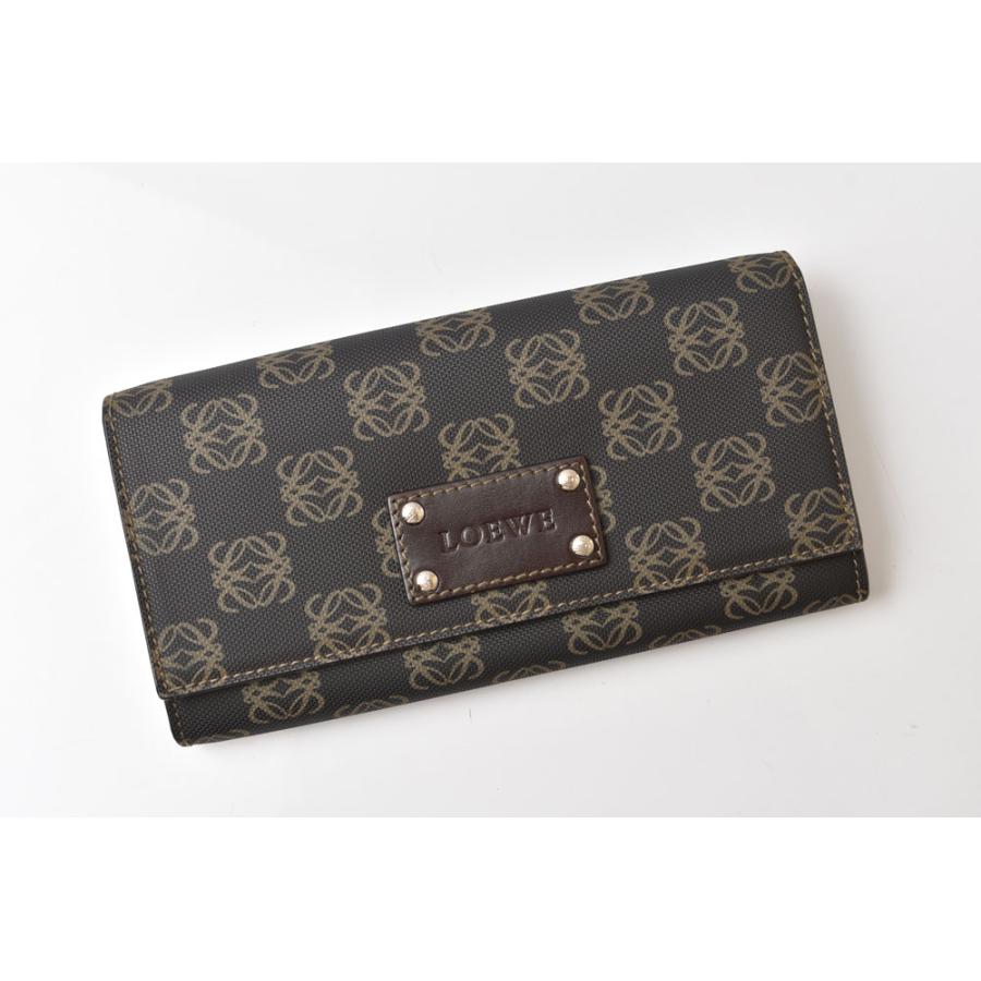 LOEWE（ロエベ） 財布 アナグラム 2つ折り/長財布 PVC/レザー ブラウン