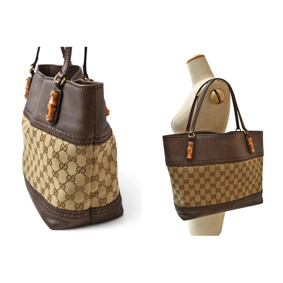 Gucci GGキャンバス バンブー 編み込みハンドル トートバッグ 中古 GUCCI（グッチ） トートバッグ バンブー 353125 GGキャンバス レザー