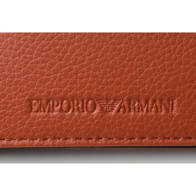 エンポリオアルマーニ 財布 EMPORIO ARMANI　折財布/札入れ 型押しレザー ダークオレンジ/ブラック Y4R168 YEW1E 81520｜brand-pit｜04