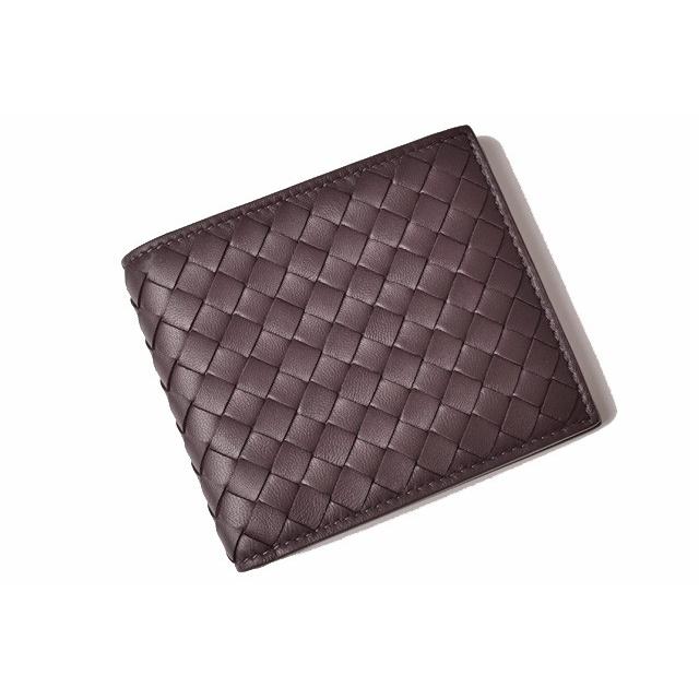 値下げ　ボッテガヴェネタ　イントレチャート　折財布　ブラウン BOTTEGA VENETA ボッテガヴェネタ 2つ折財布 ブラウン イントレ