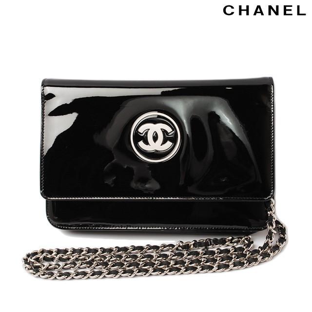 シャネル CHANEL 長財布/チェーンウォレット/ショルダーバッグ パテントレザー ココマーク ブラック｜brand-pit