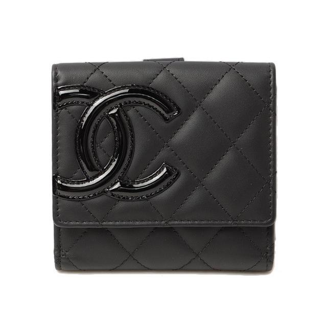 シャネル 財布 CHANEL 折財布 A50099 ダブルホック　カンボンライン　ブラック/ブラック 未使用｜brand-pit