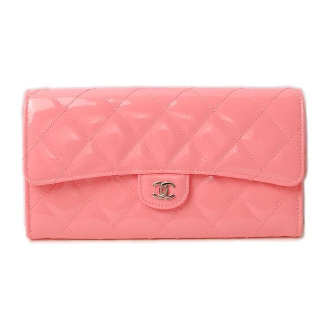 シャネル 財布 CHANEL 長財布 キルティング マトラッセ パテントレザー