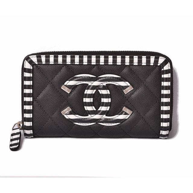 シャネル ミニ財布 スモールシップウォレット Chanel 折財布 Ccフリグリー Filigree ブラック ホワイト ストライプ シルバー金具 A C 19 050 Import Shop P I T 通販 Yahoo ショッピング