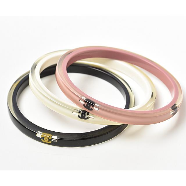 シャネル バングル/ブレスレット CHANEL ココマーク 3連 ブラック