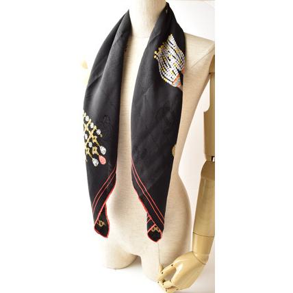 カルティエ スカーフ Cartier スカーフ ジュエリー柄 シルク ブラック