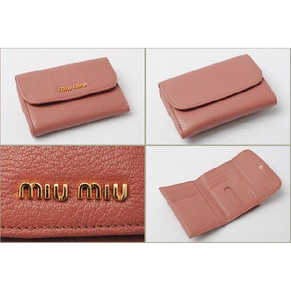 miu miu　ミュウミュウ　折財布　ダブルホック式　5M1373 MADRAS　マドラス　ANTICO/ピンクベージュ｜brand-pit｜03