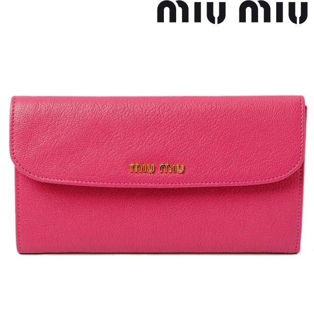 miu miu（ミュウミュウ） 財布 長財布 3折 MADRAS/マドラス PEONIA