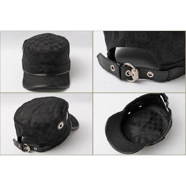 グッチ キャップ GUCCI ミリタリーキャップ/帽子 GGブラック/ブラック